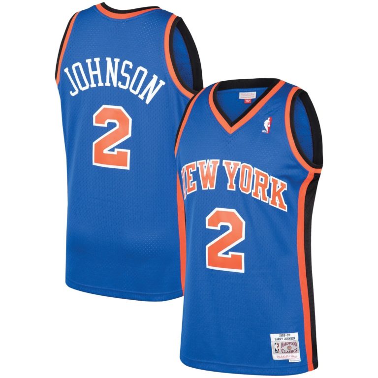 New Yok Knicks #2 Larry Johnson Blue 1991-92 Hardwood Classics Stitched NBA Jersey New Yok Knicks #2 Larry Johnson Blue 1991-92 Hardwood Classics Stitched NBA Jersey